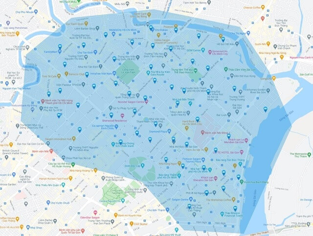 Bản đồ vùng phủ sóng 5G VinaPhone tại TP Hồ Chí Minh